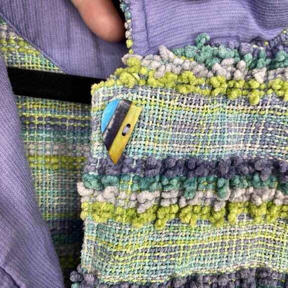 ANU Woven Chenille Tapestry Jacket Blazer Women size Large Button Up Boxy Artsy - Picture 5 of 16